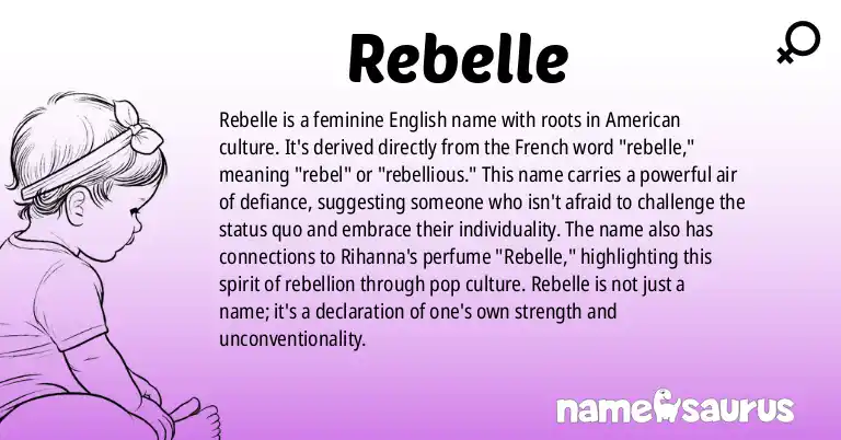 Infographic about Rebelle name meaning, Rebelle is a name from English (American) origin(s).