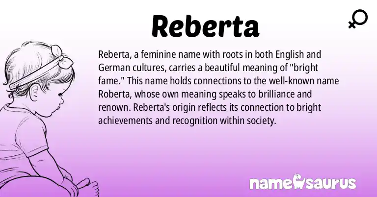 Infographic about Reberta name meaning, Reberta is a name from German origin(s).