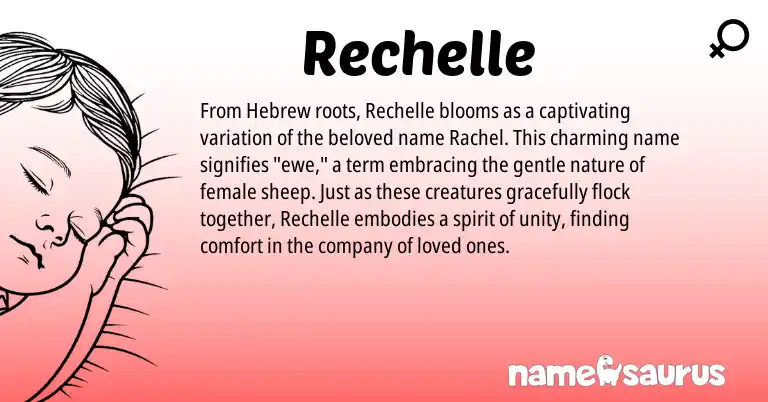 Infographic about Rechelle name meaning, Rechelle is a name from Hebrew origin(s).