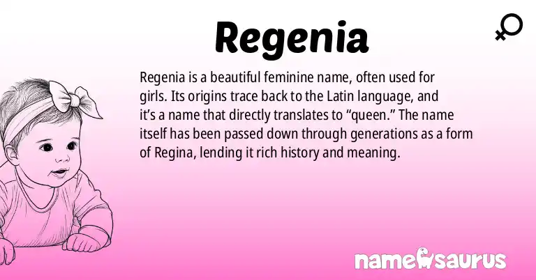 Infographic about Regenia name meaning, Regenia is a name from N/A origin(s).
