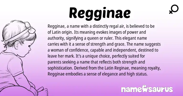 Infographic about Regginae name meaning, Regginae is a name from Latin origin(s).