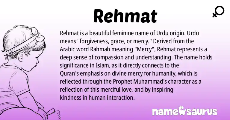 Infographic about Rehmat name meaning, Rehmat is a name from Urdu origin(s).