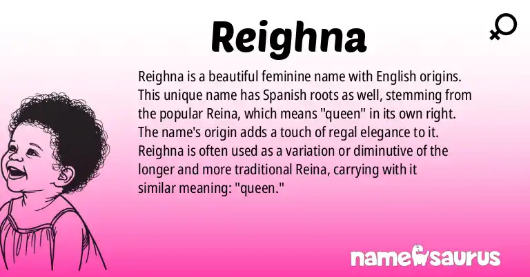 Infographic about Reighna name meaning, Reighna is a name from English origin(s).