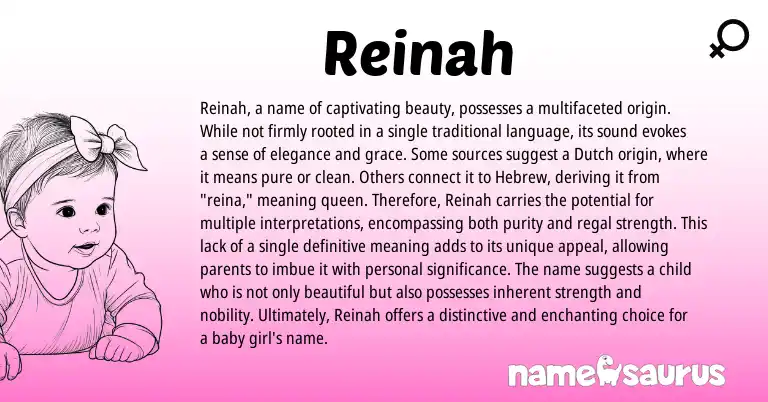 Infographic about Reinah name meaning, Reinah is a name from Other origin(s).