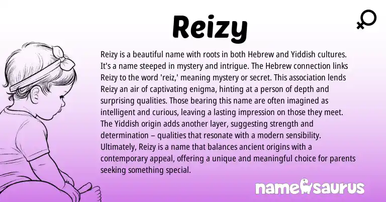 Infographic about Reizy name meaning, Reizy is a name from Hebrew origin(s).