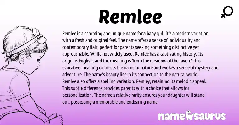 Infographic about Remlee name meaning, Remlee is a name from English origin(s).