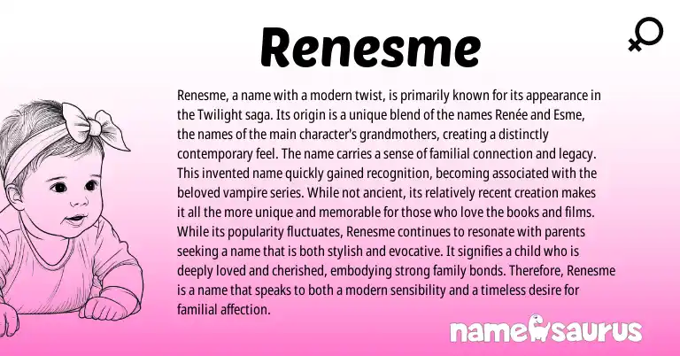 Infographic about Renesme name meaning, Renesme is a name from Other origin(s).