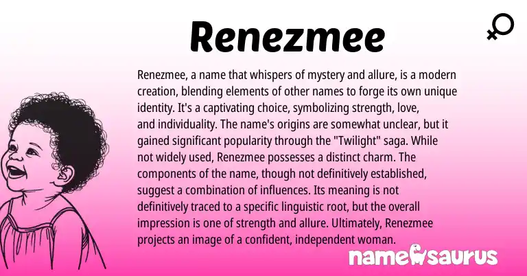 Infographic about Renezmee name meaning, Renezmee is a name from Other origin(s).