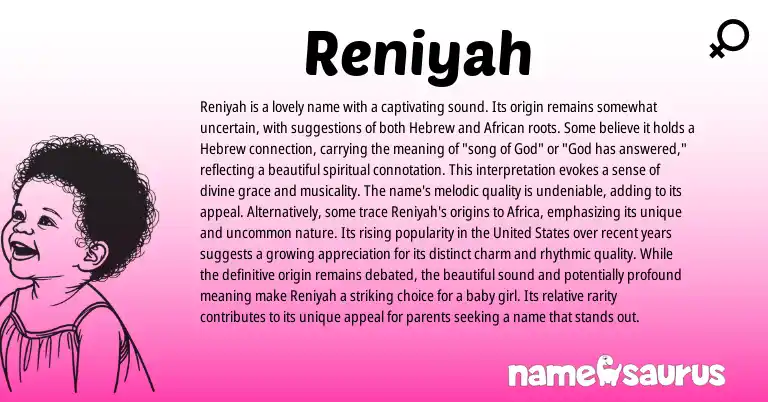 Infographic about Reniyah name meaning, Reniyah is a name from Hebrew origin(s).