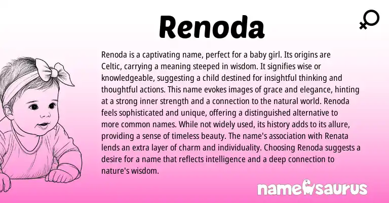 Infographic about Renoda name meaning, Renoda is a name from Celtic origin(s).