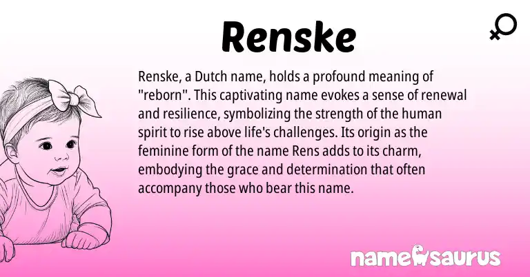 Infographic about Renske name meaning, Renske is a name from Dutch origin(s).