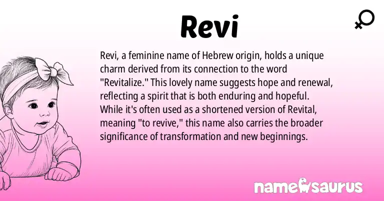 Infographic about Revi name meaning, Revi is a name from Hebrew origin(s).