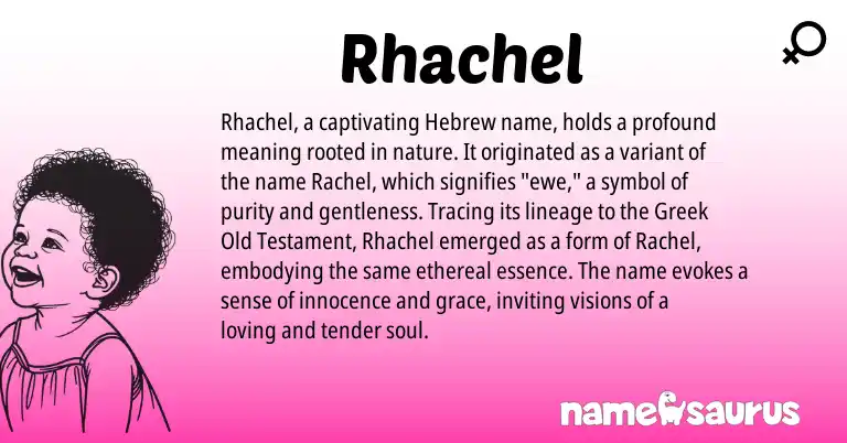 Infographic about Rhachel name meaning, Rhachel is a name from Hebrew, Greek origin(s).