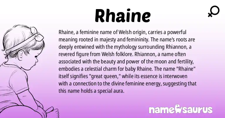 Infographic about Rhaine name meaning, Rhaine is a name from Welsh origin(s).