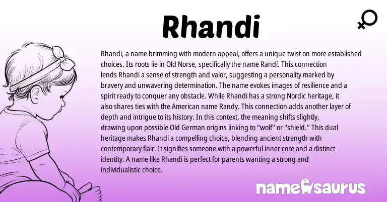 Infographic about Rhandi name meaning, Rhandi is a name from Nordic, Norse origin(s).
