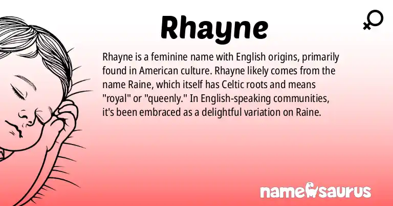 Infographic about Rhayne name meaning, Rhayne is a name from English (American) origin(s).