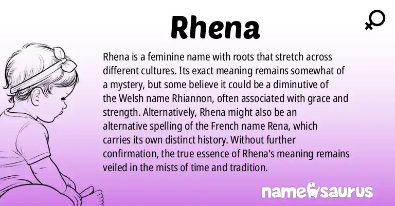 Infographic about Rhena name meaning, Rhena is a name from Various origin(s).