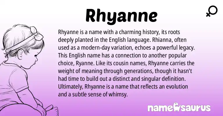 Infographic about Rhyanne name meaning, Rhyanne is a name from English origin(s).