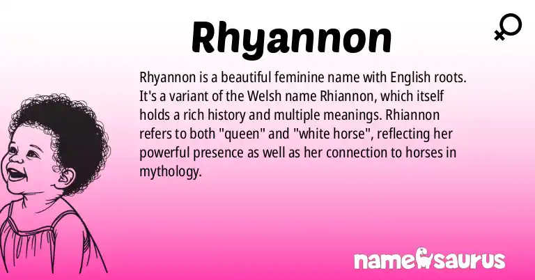 Infographic about Rhyannon name meaning, Rhyannon is a name from English origin(s).