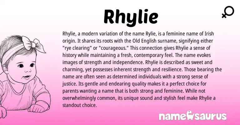 Infographic about Rhylie name meaning, Rhylie is a name from Irish origin(s).