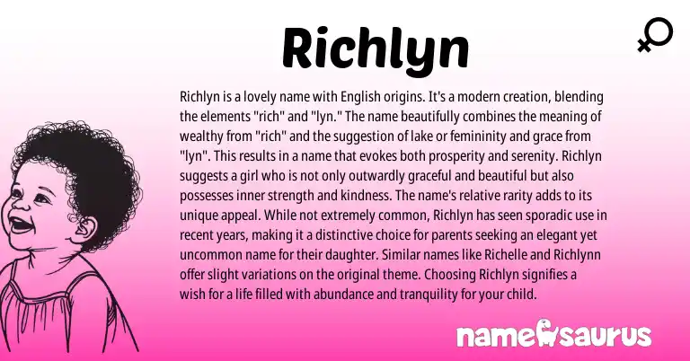 Infographic about Richlyn name meaning, Richlyn is a name from English origin(s).