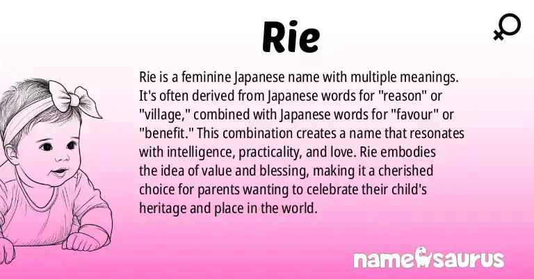 Infographic about Rie name meaning, Rie is a name from Japanese origin(s).