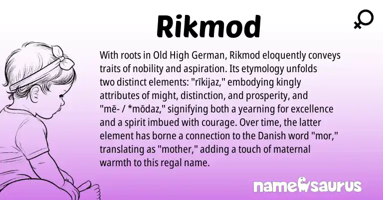 Infographic about Rikmod name meaning, Rikmod is a name from Old High German, Danish origin(s).