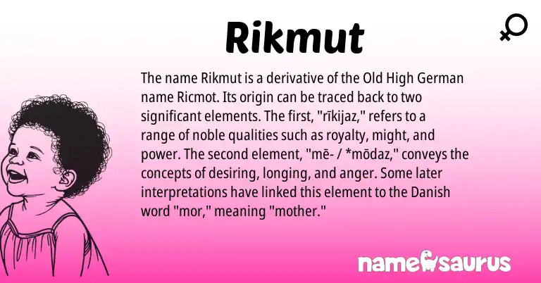Infographic about Rikmut name meaning, Rikmut is a name from Old High German, Danish origin(s).