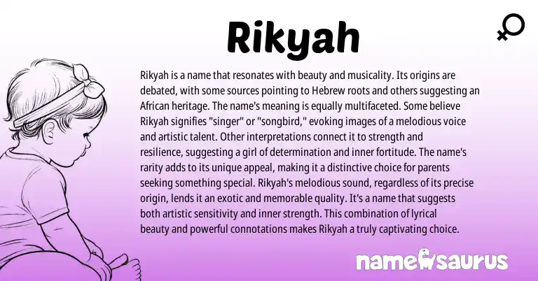 Infographic about Rikyah name meaning, Rikyah is a name from Hebrew origin(s).