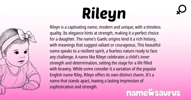 Infographic about Rileyn name meaning, Rileyn is a name from Gaelic, English origin(s).