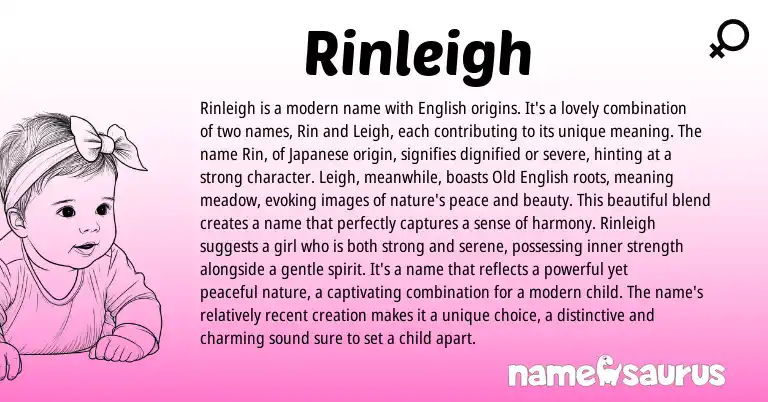 Infographic about Rinleigh name meaning, Rinleigh is a name from Japanese, English origin(s).