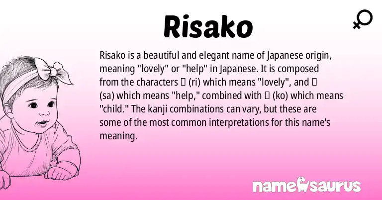 Infographic about Risako name meaning, Risako is a name from Japanese origin(s).