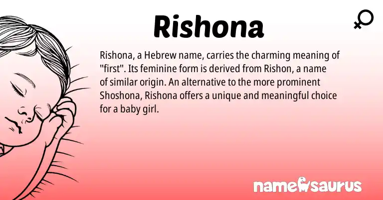 Infographic about Rishona name meaning, Rishona is a name from Hebrew origin(s).