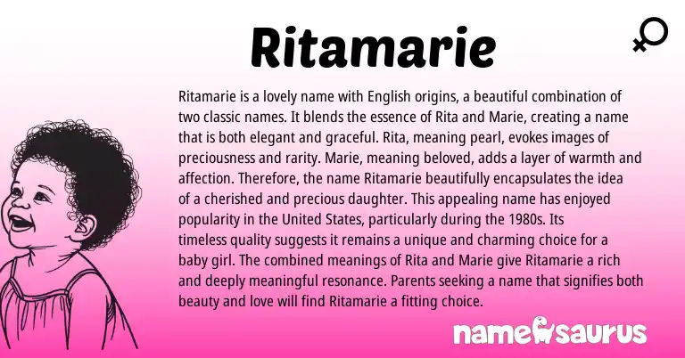 Infographic about Ritamarie name meaning, Ritamarie is a name from Other origin(s).