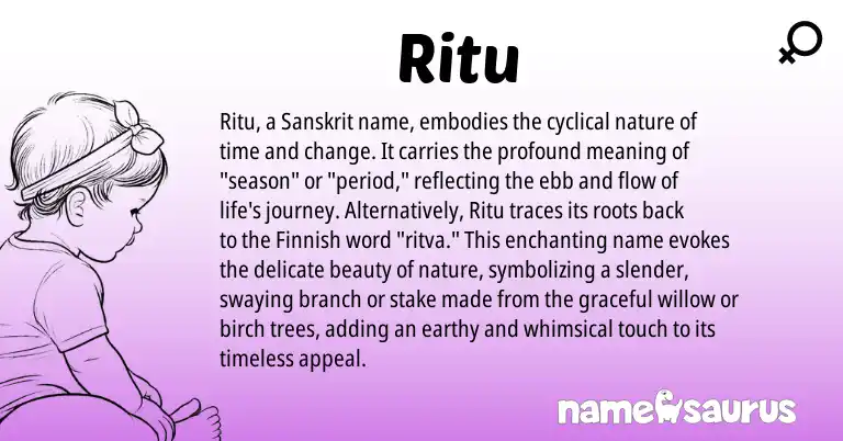 Infographic about Ritu name meaning, Ritu is a name from Sanskrit, Finnish origin(s).