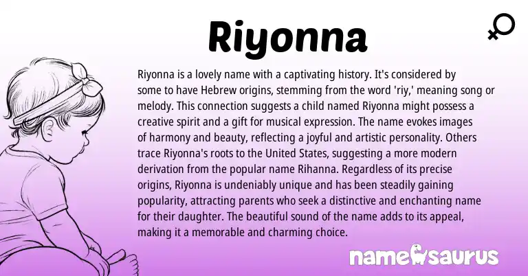 Infographic about Riyonna name meaning, Riyonna is a name from Hebrew origin(s).
