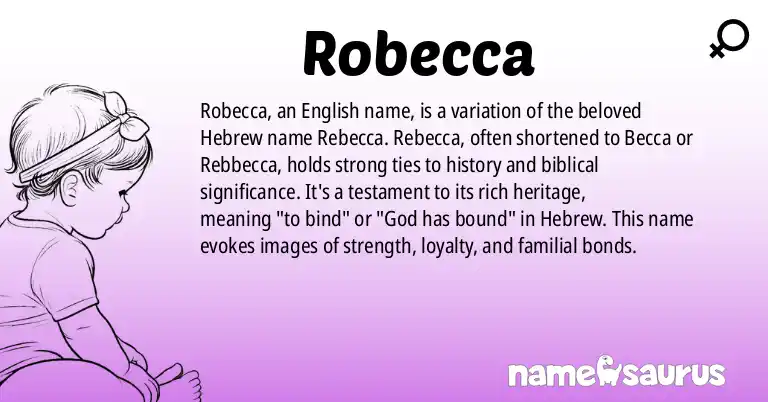 Infographic about Robecca name meaning, Robecca is a name from English origin(s).