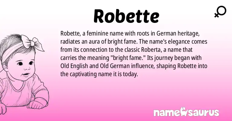 Infographic about Robette name meaning, Robette is a name from German origin(s).