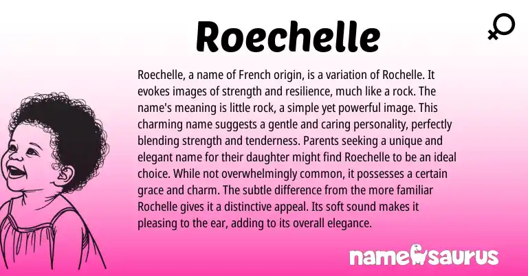 Infographic about Roechelle name meaning, Roechelle is a name from French, American origin(s).