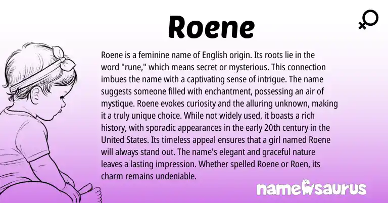 Infographic about Roene name meaning, Roene is a name from English origin(s).