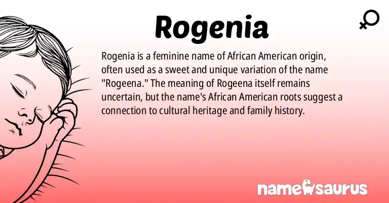 Infographic about Rogenia name meaning, Rogenia is a name from African American origin(s).