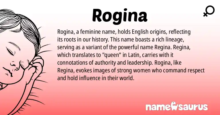Infographic about Rogina name meaning, Rogina is a name from English origin(s).
