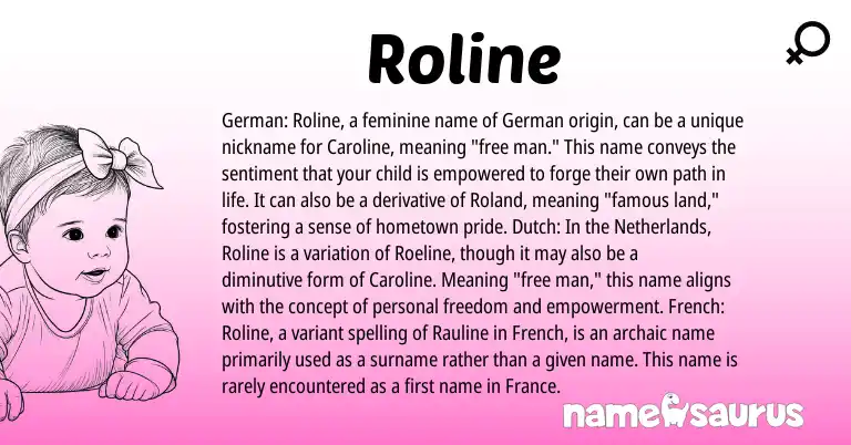 Infographic about Roline name meaning, Roline is a name from German, Dutch, Netherlands, French origin(s).