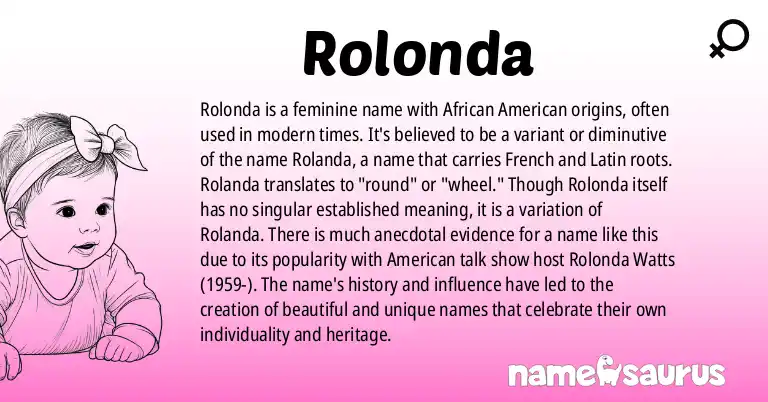 Infographic about Rolonda name meaning, Rolonda is a name from African American origin(s).