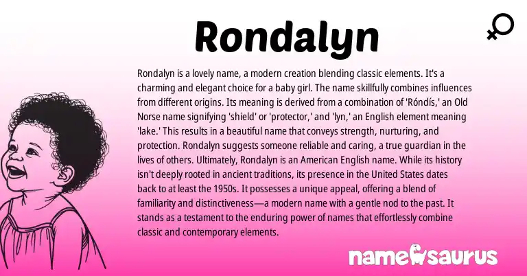 Infographic about Rondalyn name meaning, Rondalyn is a name from English, Norse, American origin(s).