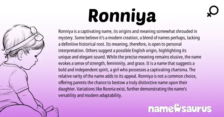 Infographic about Ronniya name meaning, Ronniya is a name from Other origin(s).