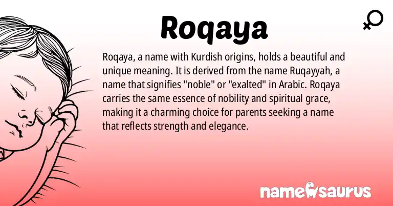 Infographic about Roqaya name meaning, Roqaya is a name from Kurdish origin(s).