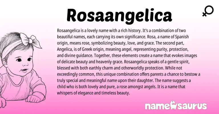 Infographic about Rosaangelica name meaning, Rosaangelica is a name from Latin, Greek origin(s).