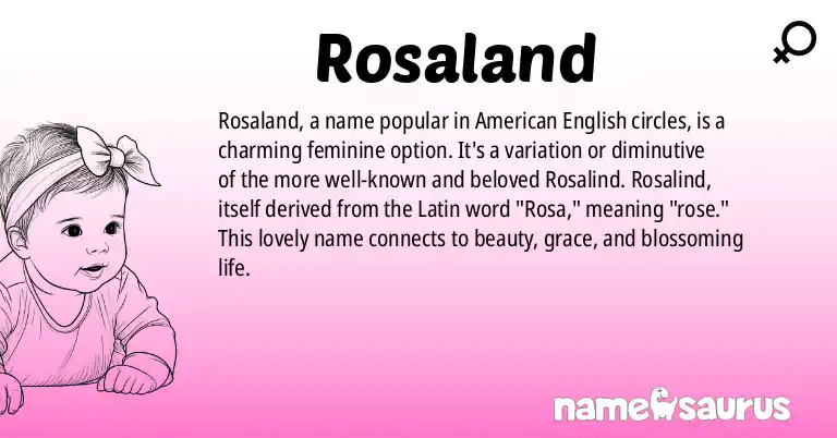 Infographic about Rosaland name meaning, Rosaland is a name from English (American) origin(s).