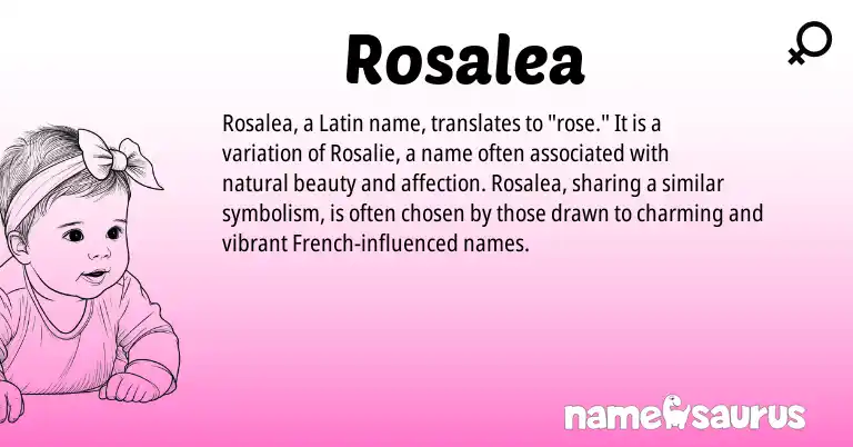Infographic about Rosalea name meaning, Rosalea is a name from French, Latin origin(s).